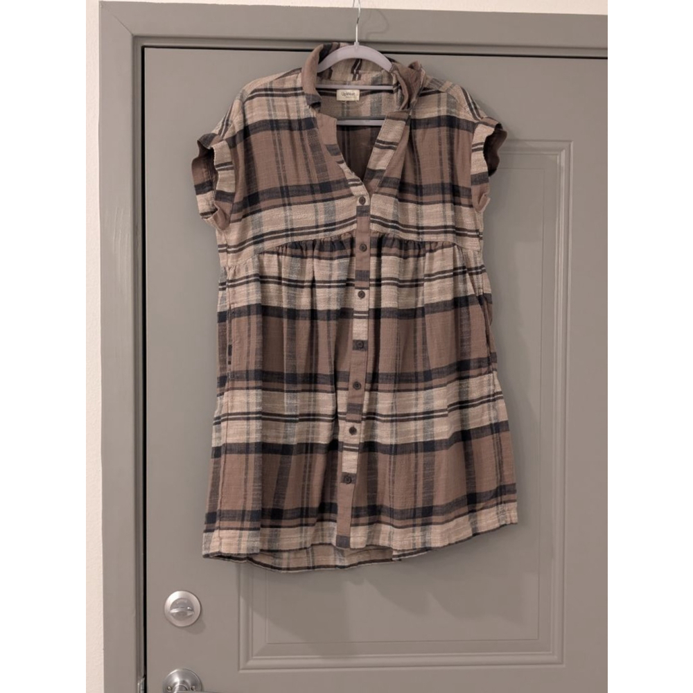 Women's UpWest Plaid Mini Dress XS Brown & Black